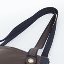HERMES Mrs. Hippies Shoulder Bag Leather Navy Dark Brown Auth bs35909V-14