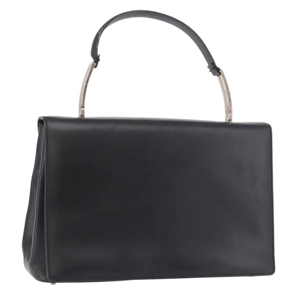 Salvatore Ferragamo Hand Bag Leather Black Silver Auth bs35910
