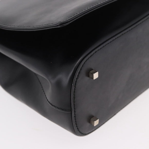 Salvatore Ferragamo Hand Bag Leather Black Silver Auth bs35910