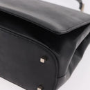 Salvatore Ferragamo Hand Bag Leather Black Silver Auth bs35910-15