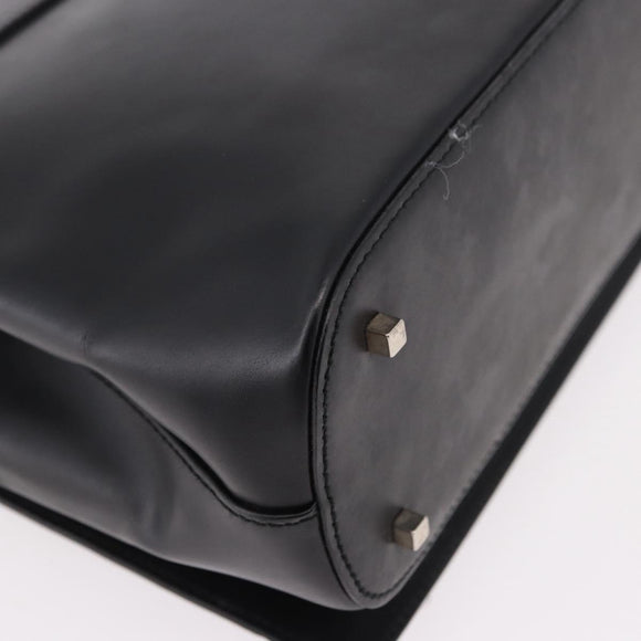 Salvatore Ferragamo Hand Bag Leather Black Silver Auth bs35910