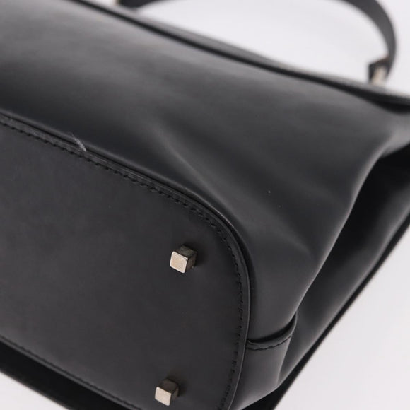 Salvatore Ferragamo Hand Bag Leather Black Silver Auth bs35910