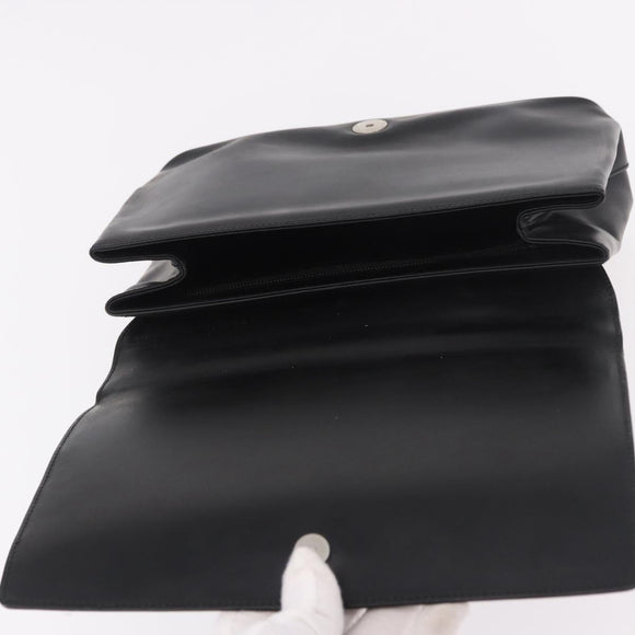 Salvatore Ferragamo Hand Bag Leather Black Silver Auth bs35910