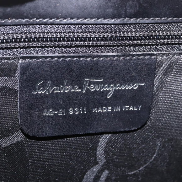 Salvatore Ferragamo Hand Bag Leather Black Silver Auth bs35910
