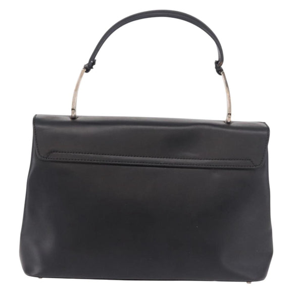 Salvatore Ferragamo Hand Bag Leather Black Silver Auth bs35910