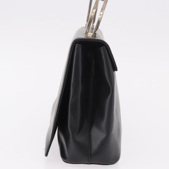Salvatore Ferragamo Hand Bag Leather Black Silver Auth bs35910