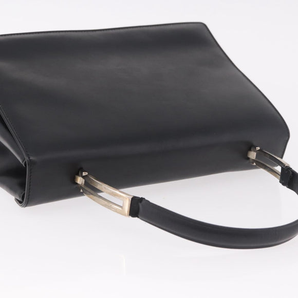 Salvatore Ferragamo Hand Bag Leather Black Silver Auth bs35910