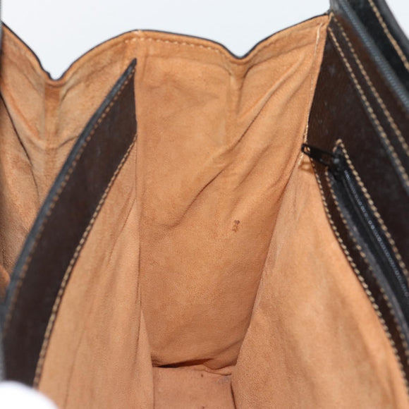 LOEWE Tote Bag Leather Black Gold Auth bs35912