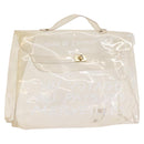 HERMES Vinyl Kelly Hand Bag Vinyl Clear Gold Auth bs35913-1