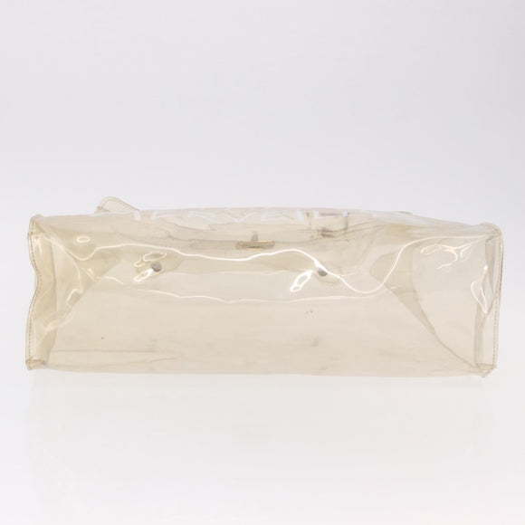 HERMES Vinyl Kelly Hand Bag Vinyl Clear Gold Auth bs35913