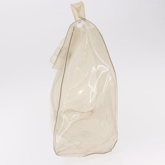 HERMES Vinyl Kelly Hand Bag Vinyl Clear Gold Auth bs35913