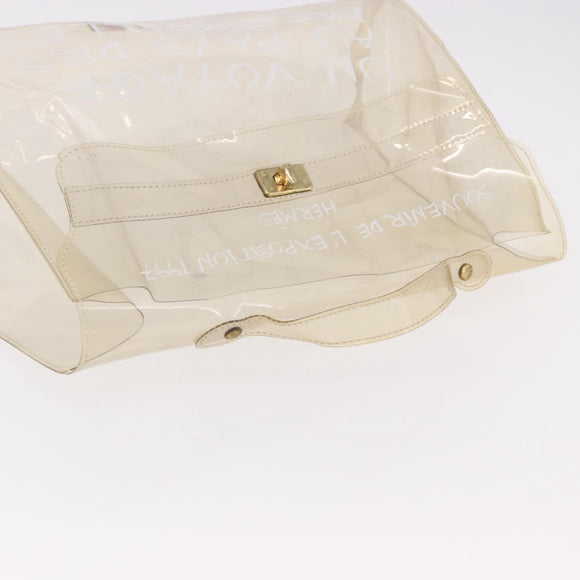 HERMES Vinyl Kelly Hand Bag Vinyl Clear Gold Auth bs35913