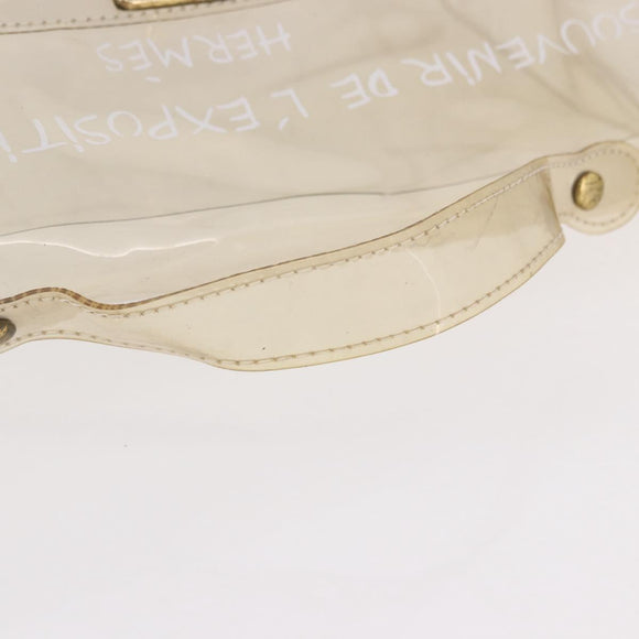HERMES Vinyl Kelly Hand Bag Vinyl Clear Gold Auth bs35913