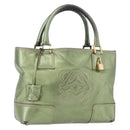 LOEWE Anagram Hand Bag Leather Green Gold Auth bs35915-1