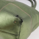 LOEWE Anagram Hand Bag Leather Green Gold Auth bs35915-14