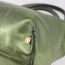 LOEWE Anagram Hand Bag Leather Green Gold Auth bs35915-16