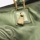 LOEWE Anagram Hand Bag Leather Green Gold Auth bs35915-17