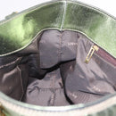 LOEWE Anagram Hand Bag Leather Green Gold Auth bs35915-20