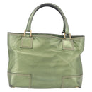 LOEWE Anagram Hand Bag Leather Green Gold Auth bs35915-2