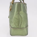 LOEWE Anagram Hand Bag Leather Green Gold Auth bs35915-3