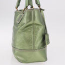 LOEWE Anagram Hand Bag Leather Green Gold Auth bs35915-4