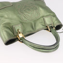 LOEWE Anagram Hand Bag Leather Green Gold Auth bs35915-6