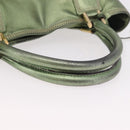 LOEWE Anagram Hand Bag Leather Green Gold Auth bs35915-7