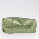 LOEWE Anagram Hand Bag Leather Green Gold Auth bs35915-5