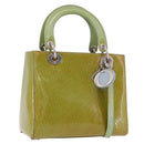 Christian Dior Canage Hand Bag Patent 2way Green Silver Auth bs35916A-1