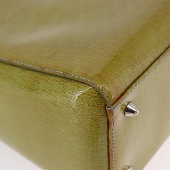 Christian Dior Canage Hand Bag Patent 2way Green Silver Auth bs35916A
