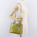 Christian Dior Canage Hand Bag Patent 2way Green Silver Auth bs35916A-25