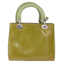 Christian Dior Canage Hand Bag Patent 2way Green Silver Auth bs35916A-3