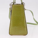 Christian Dior Canage Hand Bag Patent 2way Green Silver Auth bs35916A-4