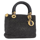 Christian Dior Canage Hand Bag Canvas Black Gold Auth bs35917-1