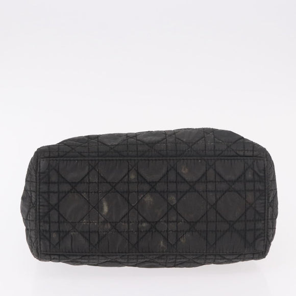 Christian Dior Canage Hand Bag Canvas Black Gold Auth bs35917