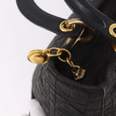 Christian Dior Canage Hand Bag Canvas Black Gold Auth bs35917-20