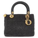 Christian Dior Canage Hand Bag Canvas Black Gold Auth bs35917-13