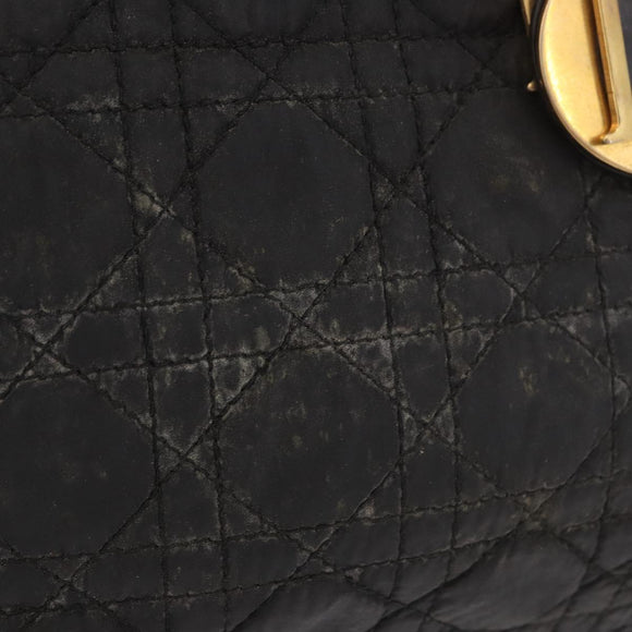 Christian Dior Canage Hand Bag Canvas Black Gold Auth bs35917