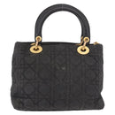 Christian Dior Canage Hand Bag Canvas Black Gold Auth bs35917-3