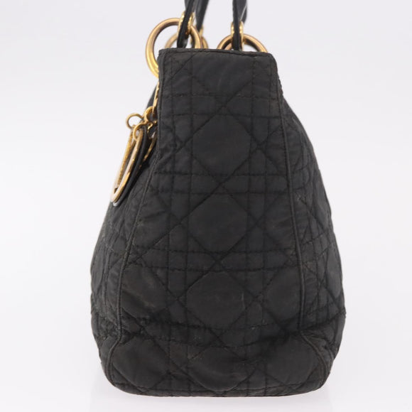 Christian Dior Canage Hand Bag Canvas Black Gold Auth bs35917