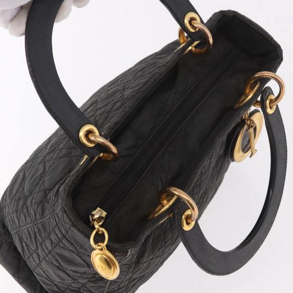 Christian Dior Canage Hand Bag Canvas Black Gold Auth bs35917