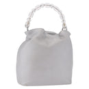 Christian Dior Maris Pearl Hand Bag Leather Silver Auth bs35918A-1