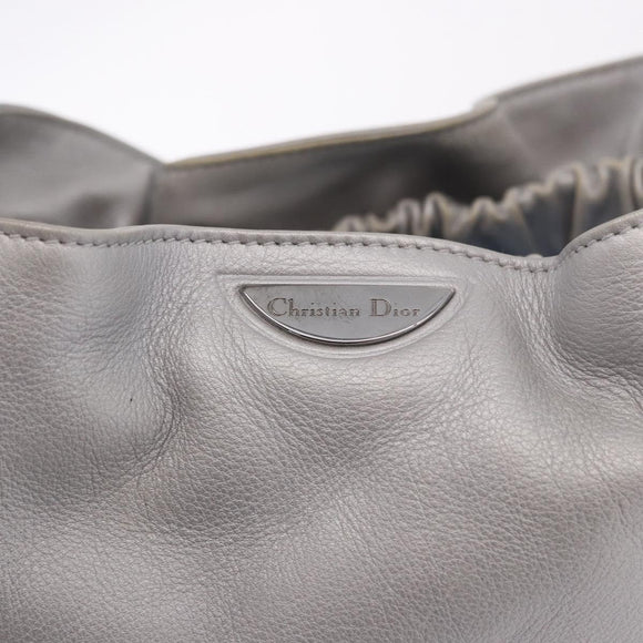 Christian Dior Maris Pearl Hand Bag Leather Silver Auth bs35918A