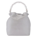 Christian Dior Maris Pearl Hand Bag Leather Silver Auth bs35918A-13