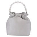 Christian Dior Maris Pearl Hand Bag Leather Silver Auth bs35918A-2