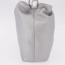 Christian Dior Maris Pearl Hand Bag Leather Silver Auth bs35918A-3