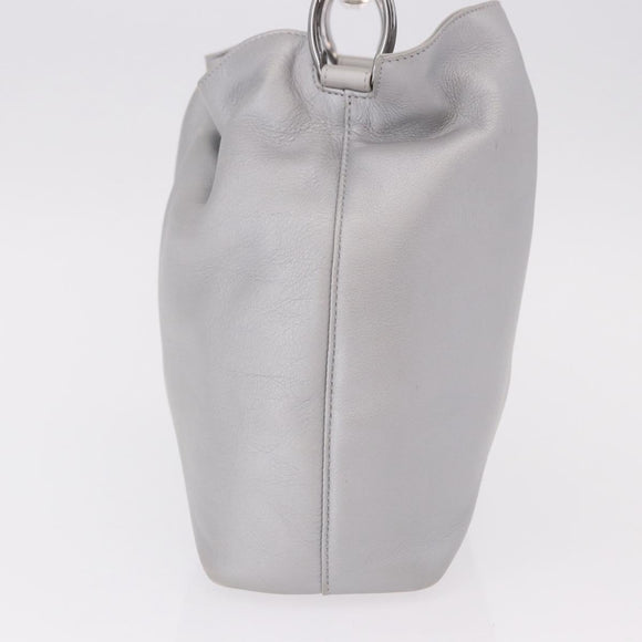 Christian Dior Maris Pearl Hand Bag Leather Silver Auth bs35918A