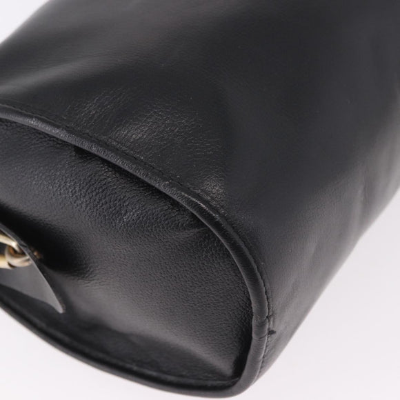 Christian Dior Schoudertas Leer Zwart Goud Auth bs35919