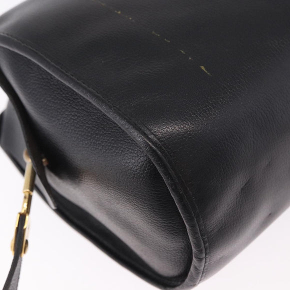 Christian Dior Schoudertas Leer Zwart Goud Auth bs35919