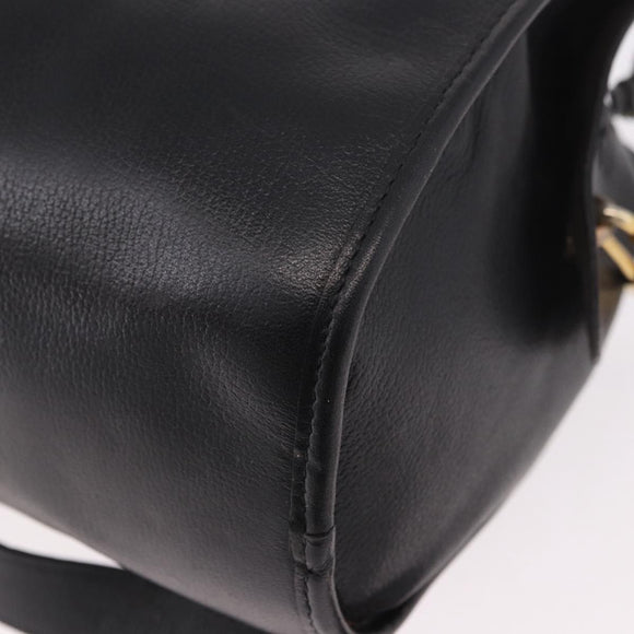 Christian Dior Shoulder Bag Leather Black Gold Auth bs35919